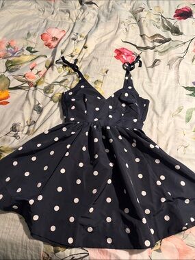 The Occasion by Old Navy Taffeta Fit & Flare Polka Dot Mini Dress